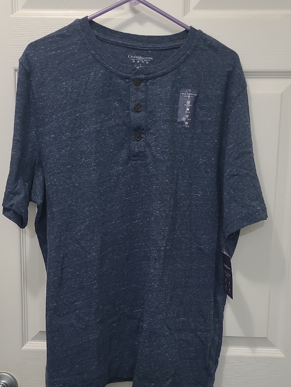 Croft & Barrow Men's Blue Henley Short-Sleeve Shirt